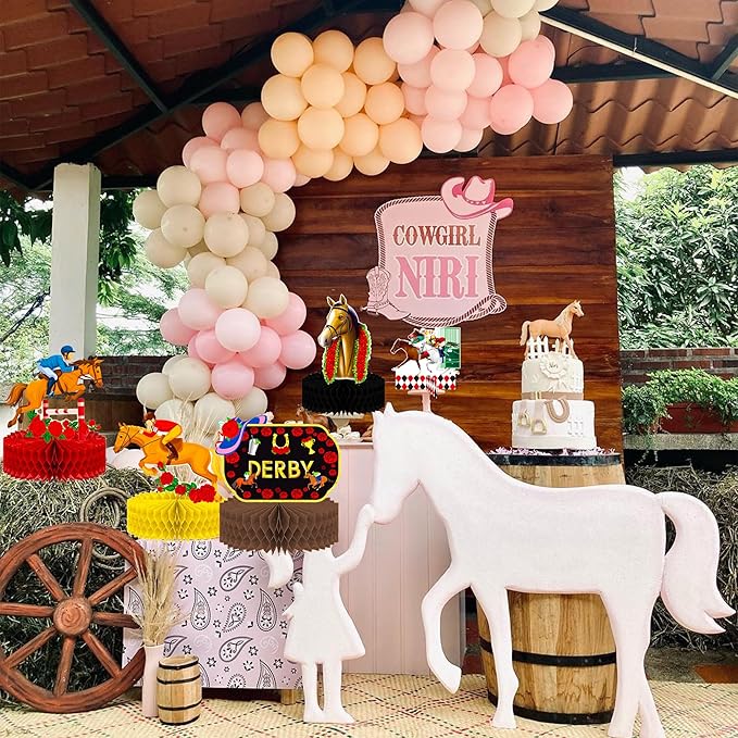 umoni 14pcs Derby Horsing Honeycomb Centerpieces Derby Horse Decorations Horse Racing Game Party Supplies Derby Party Table Decoration for Derby Day Festival Decor