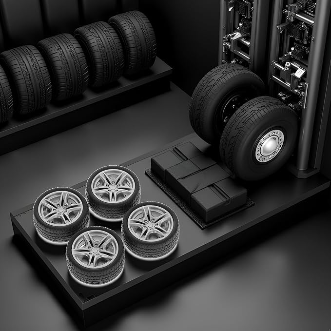 4 Pcs Black Tires, 48mm Simulation Rubber Wheel Tire Wheel Toy Model DIY RC Spare Parts Easy Installation,Tire and Sets,Remote and App Controlled Vehicles and Parts,and Tires