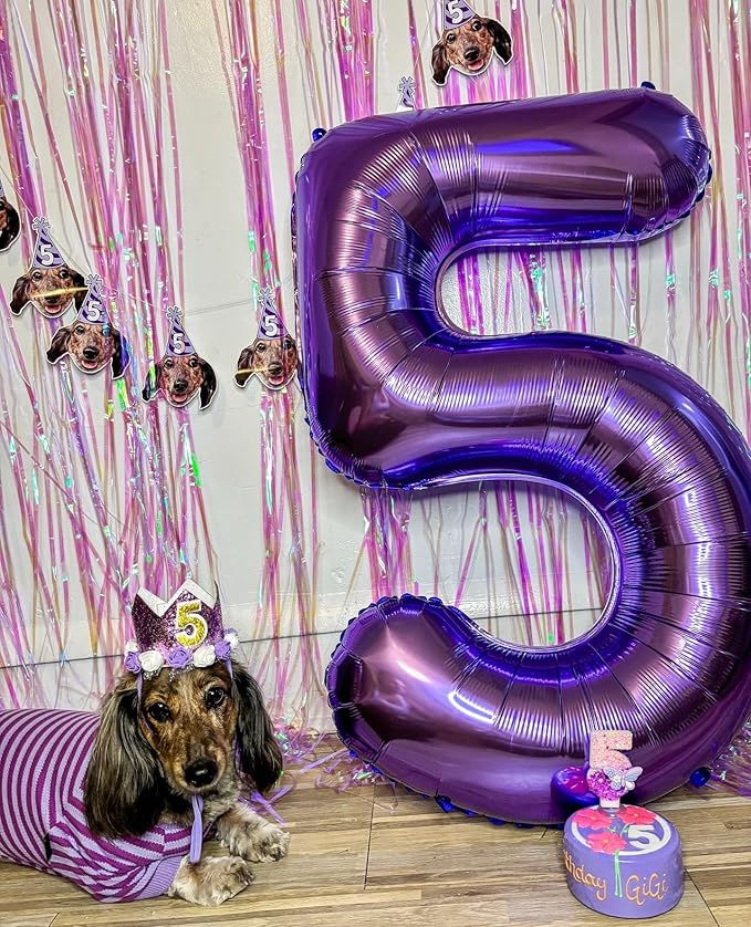 40 Inch Purple Number 7 Balloon, Giant 7 Number Balloons for 7th Birthday Decorations, Party Supplies for Baby Boy Girl, Purple Party Decor
