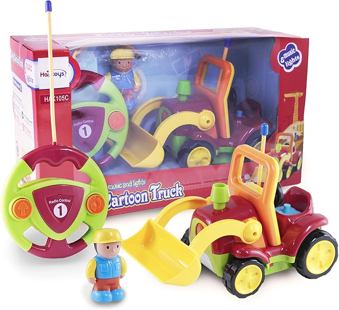 Haktoys Remote Control Bulldozer Toy for Toddlers – Easy RC Construction Tractor with Blade for Boys & Girls Ages 18 Months and Up | First Remote Control Vehicle for Kids