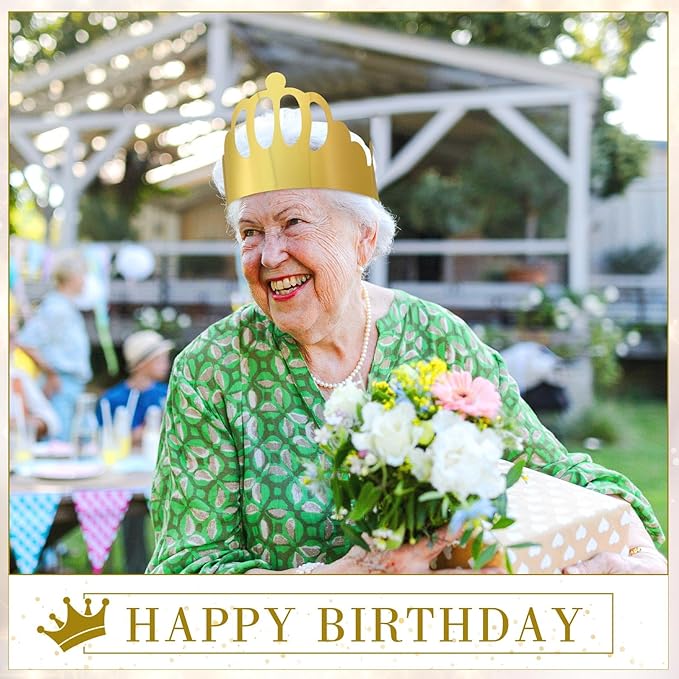 Crtiin 200 Pcs Gold Paper Crowns Bulk King Crown Princess Hats for Birthday Celebration Party Supplies