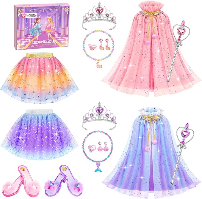 Princess Dress Up Toys Jewelry Boutique, Girls Dress Up Shoes Role Play Gifts, Pretend Play Clothes Accessories With Princess Mermaid Theme Costumes Birthday Party Favors For Little Girls Aged 3 4 5 6