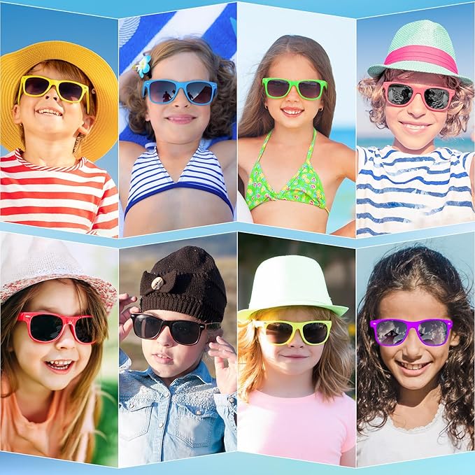 120 Pack Kids Neon Sunglasses Party Favors Bulk, 24 Colors Neon Party Sunglasses Colorful Novelty Sunglasses Cool Sun Glasses for Classroom Prize, Goody Bag Filler, Birthday Party Age 3-8