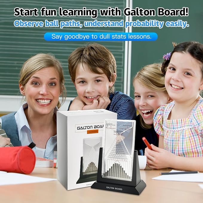 Galton Board Probability Demonstration Model - 12.6in Large Physics Learning Desk Toy with 17500 Metal Beads | Statistical Law Experiment Tool for School Labs & STEM Education