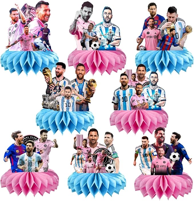 8Pcs Soccer Honeycomb Table Centerpiece Football Birthday Party Supplies Table Decorations for Kids Party Decorations