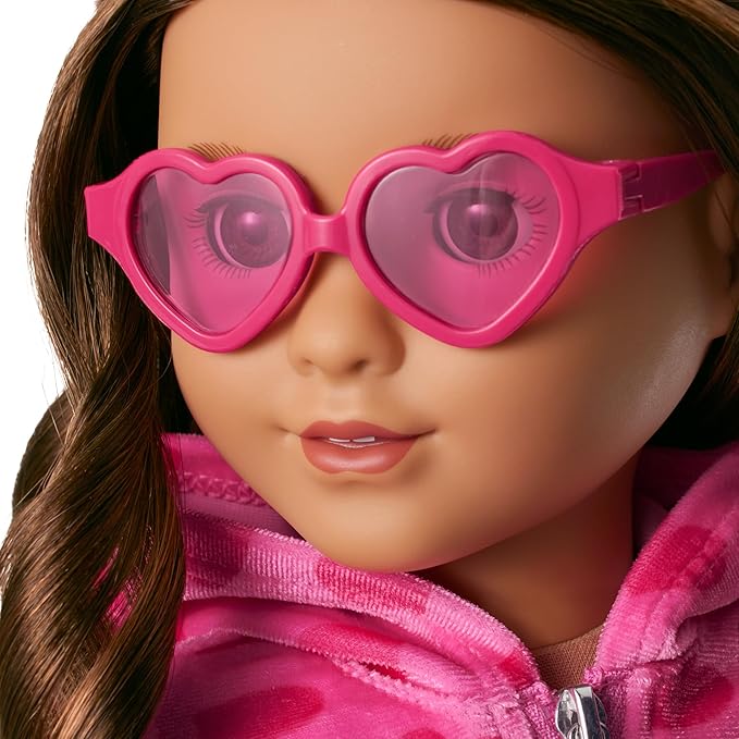 American Girl, Truly Me, Pink Hearts Hoodie Dress with Sunglasses, Doll Clothes, for 18-inch Dolls, 3pcs, Ages 6+
