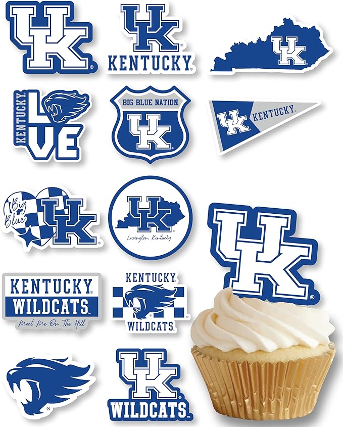 University of Kentucky Cupcake Topper Party Supplies for UK Football, Birthday, Graduation Party Decorations (24 Pieces) (Kentucky Wildcats)