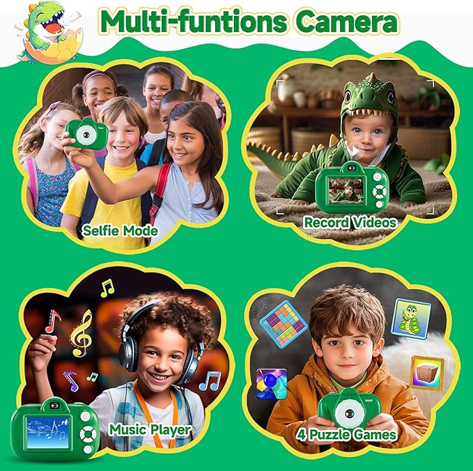 Kids Camera Digital Camera for Age 3-8, 1080P Toddler Camera for Kid with 32GB SD Card, Toddler Girls Toys Age 6-9, Christmas Birthday Gifts for Children, Grass Green