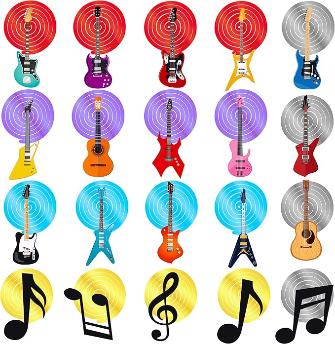 20PCS Guitar Party Hanging Swirls Decorations for Guitar Theme Birthday Party Hanging Booth Props Musical Instrument Hanging Swirls for Music Note Baby Shower Supplies