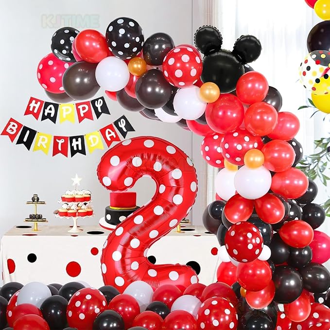 40 Inch Number 2 Foil Balloon Red Polka Dot for 2nd Birthday Kids Balloons Party Supplies Decorations