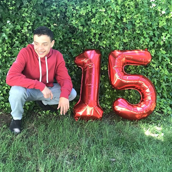 40 Inch Number 9 Balloons for Girls, Red Giant 9th Birthday Party Number Balloons 0-9 Set Decorations for Women Men Anniversary Celebration Graduation Party Decoration Supplies