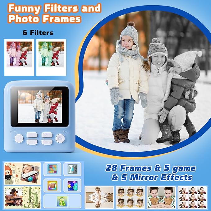 Kids Camera Instant Print with 1080P HD | Children's Digital Camera with 2 Printing Modes | Video Recorder, Timer Delay, for 3-12 Year Old Boys Girls Birthday Christmas with 32GB SD Card