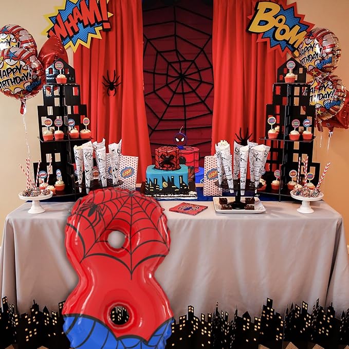 40 Inch Giant Spider Theme Number Foil Balloons - Large Number 8 Balloons for Kids' Birthday Anniversary Party Decorations Supplies (Numbers 0-9 Available)