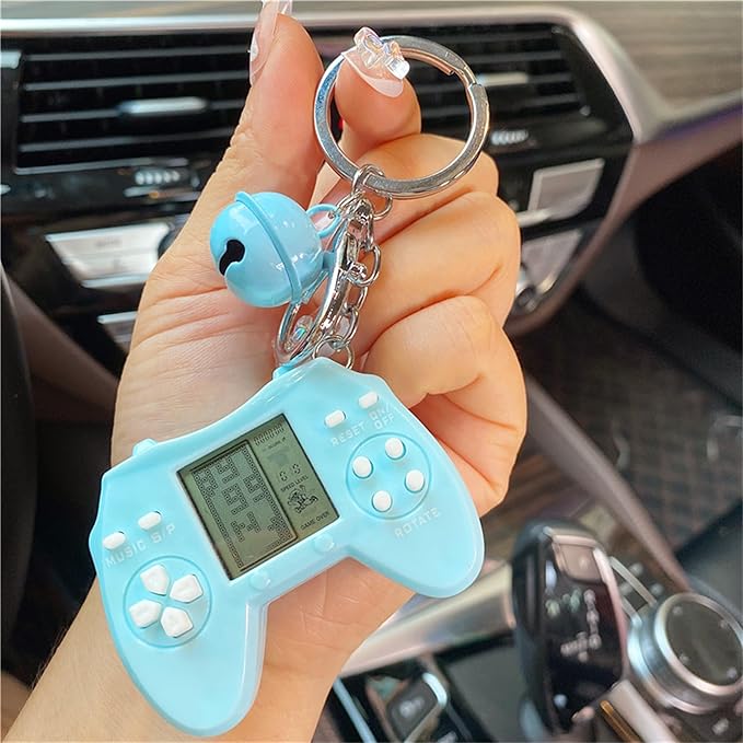 Retro Classic Game Console Pendant Keychain Playable Electronic Miniature Handheld Mini Games Machine with Keychain Ring Gift (L5)