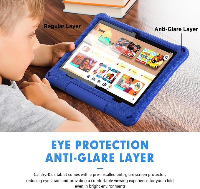 Kids Tablet: 10 Inch Android 15 Tablet for Kids, 64GB Octa-Core 6000mAh Battery, WiFi 6, Pre-Installed Kids Apps, Parental Control with EVA Protective Case – Ideal Gift for Toddler, Blue