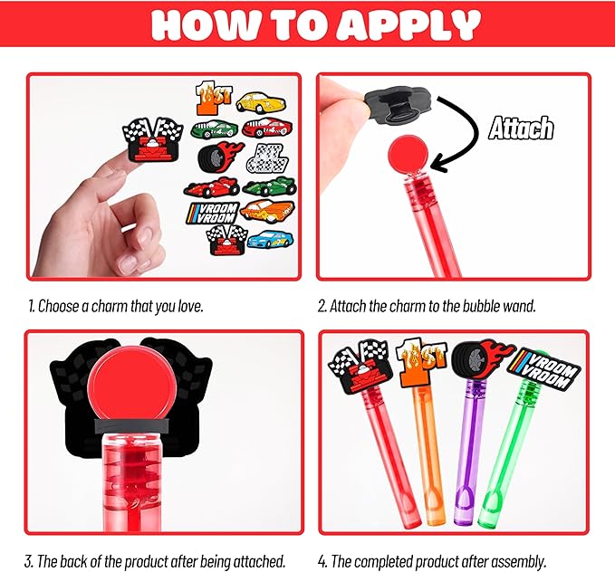 Race Car Party Favors for Kids – 24PCS Racing-Themed Bubble Wands, Great for Birthday Supplies, Pinata Fillers, Goodie Bags & Classroom Rewards