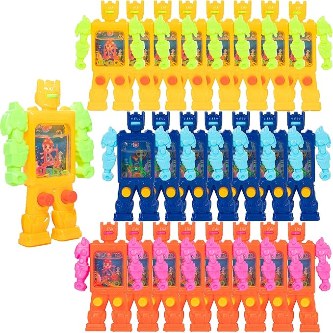 48Pcs Robot Handheld Water Ring Toss Games for Kids Party Favors Goodie Bags Stuffers Return Gifts for Kids Birthday Classroom Prize Box Rewards Bulk, Halloween/Christmas Pinata Filler Toys