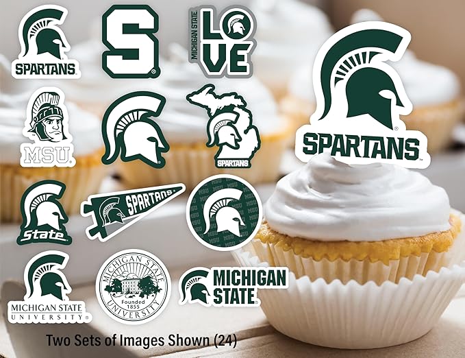 Michigan State University Cupcake Topper Party Supplies for MSU Football, Birthday, Graduation Party (Michigan State Spartans)