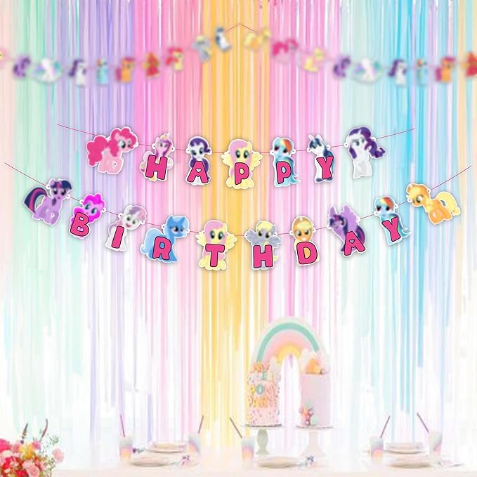 Magical Pony Theme Birthday Party Supplies – Pny Birthday Decorations Set for Girls – Includes Happy Birthday Banner, Cake Topper, Cupcake Toppers, Party Favors – Décor Kit