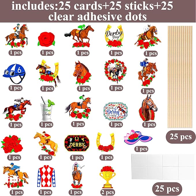 Derby Horse Centerpiece Sticks 25pcs Horse Racing Table Decorations Derby Party Decorations Derby Party Supplies for Horse Racing Party Talk Derby to Me Party Supplies