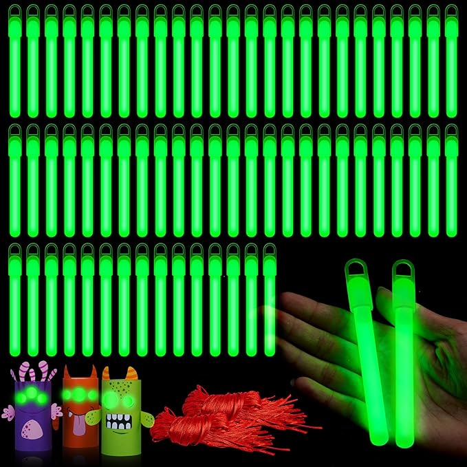 Lewtemi 50 Pack 4" Bright Bulk Glow Sticks in Green , Green Glow Sticks in Dark Party Supplies Birthday Holidays Camping
