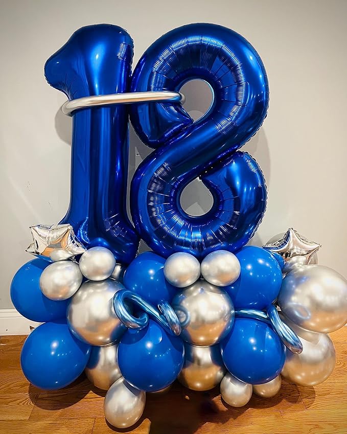 40 Inch Number 8 Balloon Jumbo Dark Blue Digit Foil Balloon for 18 28 38 80 Graduation Anniversary Party Supplies 88th Birthday Photo Booth Backdrop for Boys Girls