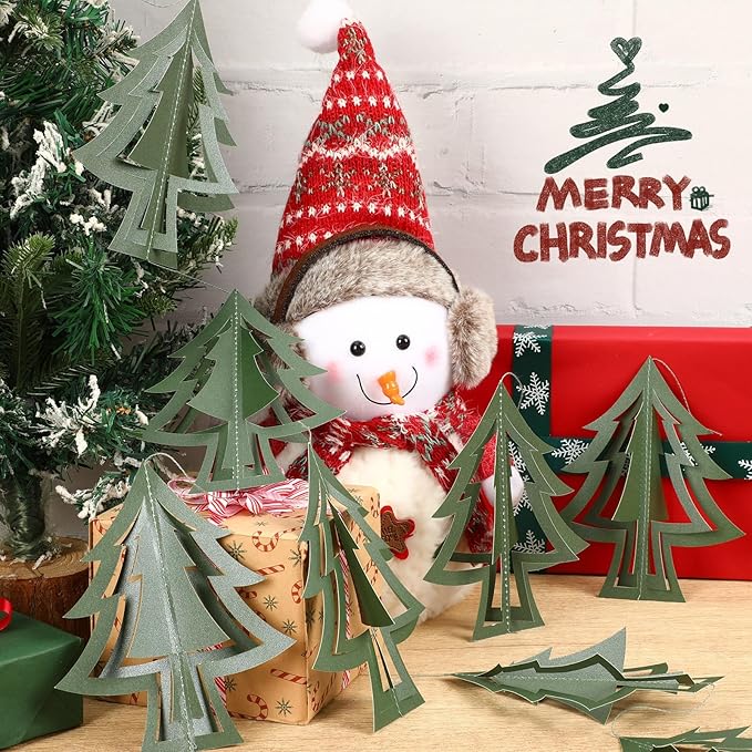 MARFOREVER 41 Ft Christmas Tree Paper Streamers Green Christmas Decorations 3D Xmas Pine Tree Hanging Swirls Banner for Xmas New Year Winter Holiday Home Wall Indoor Party Decor