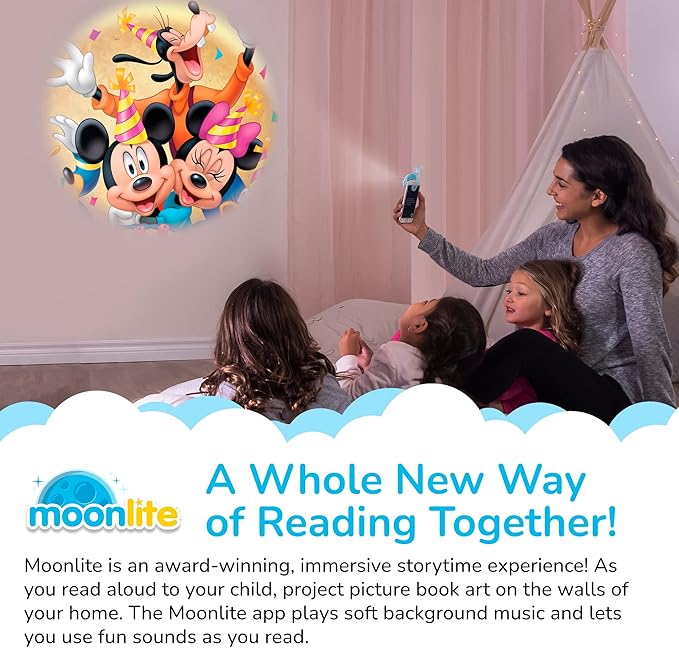 Moonlite Storytime - Disney's Mickey & Friends The Birthday Surprise Storytime Disc - A Magical Read - Projector Sold Separately - Digital Story w/ Sound FX - Learning Gifts for Kids Ages 1 Year & Up