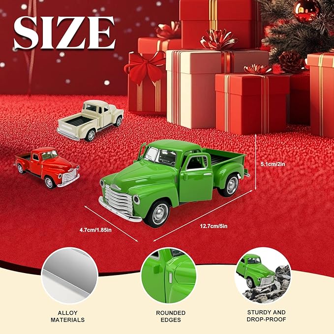 Little Green Truck Toy for Toddlers 2 3 4 5 6 7 8 Year Old Boys Girls,1:32 Alloy Toddlers Car Toy Driveable,Car Door Can Open,Toy Trucks for Kids Easter Christmas Birthday Gifts
