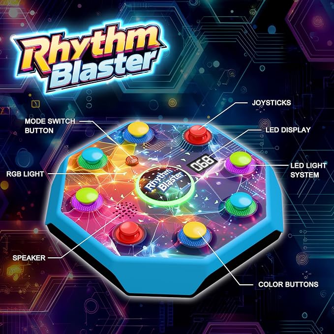 Electronic Table Reflex Game for Solo & 2-Player - Light-Up Memory Challenge Toy with 4 Fun Game Modes, Interactive Board Games, Gamer Gift for Kids 6 7 8 9 10 11 Year Old Boys & Girls