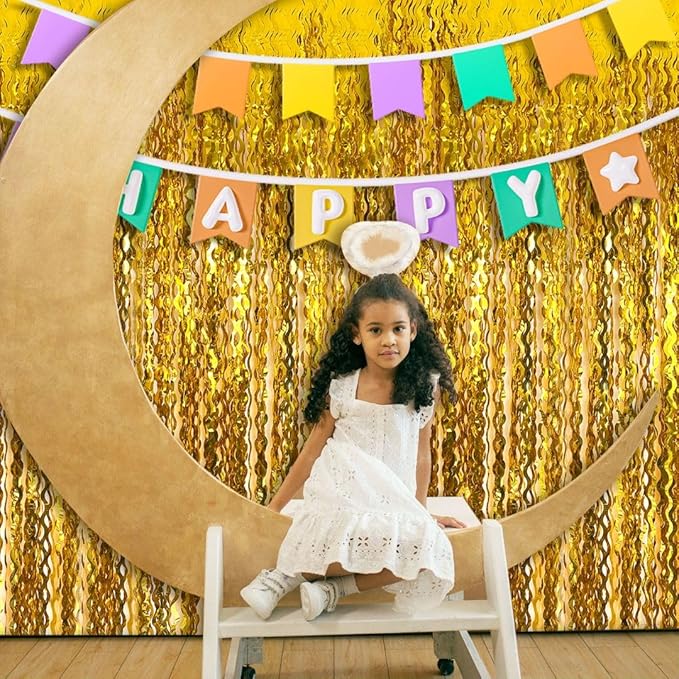 Gold Streamers Backdrop Curtains, Golden Birthday Party Decorations, Gold Wall Decor, Graduation Party Decorations, Bachelorette Parties Favor, Anniversary Decor, New Years Eve Party Supplies 2025