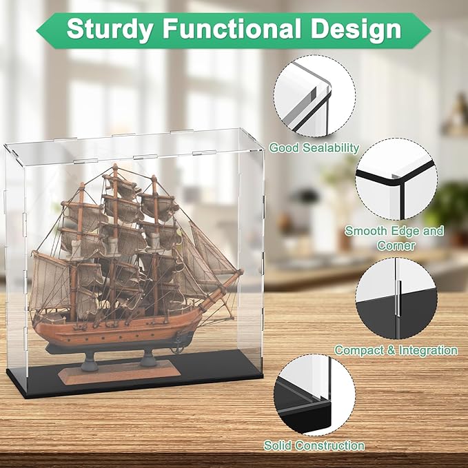 Clear Acrylic Display Case, 12 x 4 x 12 Inch Assemble Clear Acrylic Display Box Dustproof for Action Figures/Model/Statues/Collectibles/Doll/Toys/Home Storage