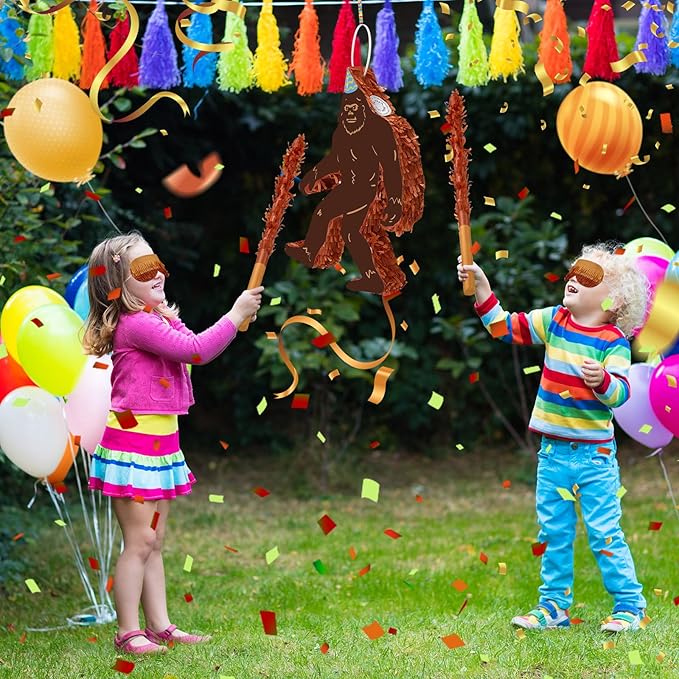Sasquatch Piñata 3D Gorilla Birthday Decoration with a Blindfold and Bat for Gift Holiday Piñata Party Baby Shower Supplies