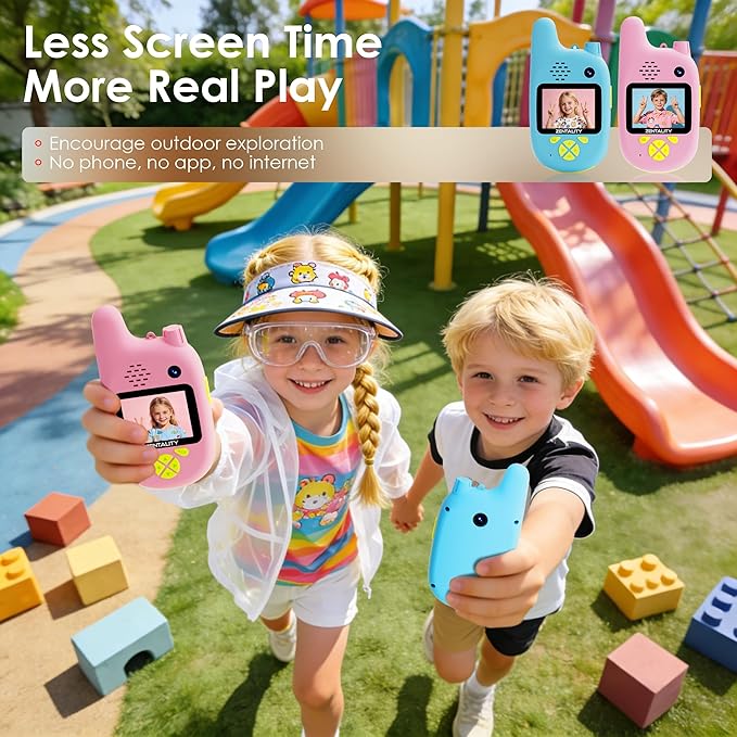 Video Walkie Talkies for Kids, Toys for 3–12 Year, Dual Camera, Rechargeable 2-Way Radio Toy, Send Photos & E-mojis, 1000ft Long Range for Indoor Outdoor, Camping, Hiking, Kids Games