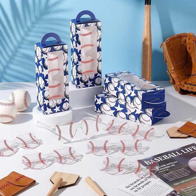 32 Pieces Baseball Party Favor Set with Sunglasses and Party Boxes Baseball Themed Gifts for Team Celebrations Birthday Tournaments and Sports Events