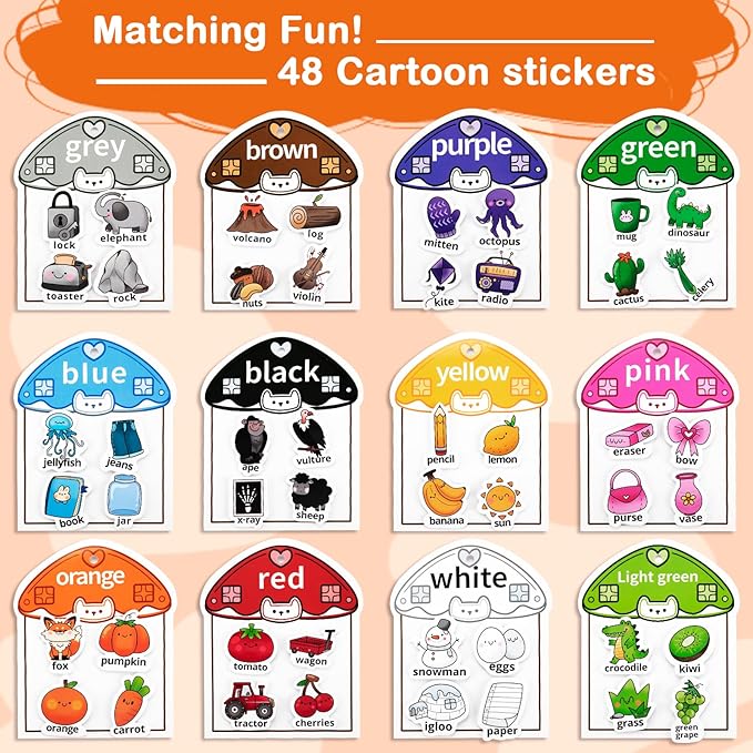 NAHSHON Montessori Busy Book Color Sorting Toys for Toddlers 2-5, Preschool Learning Activities Educational Toys for Kids 3 Year Old, Autism Sensory Fine Motor Matching Games for Toddlers