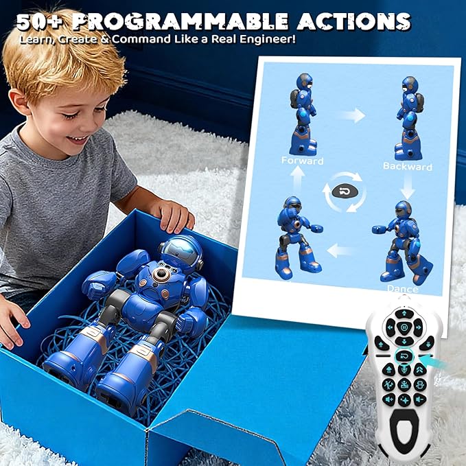 Robot Toys for Kids 3-8: Remote Control Robot with Talking, Programmable, Voice Recording, Singing, Dancing & Gesture Control - Gifts for Smart Kids - RC Interactive Toys for Boys & Girls