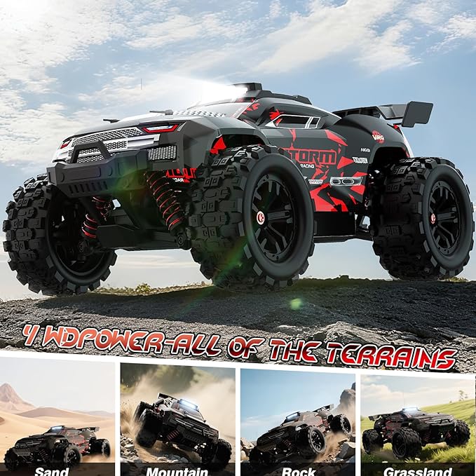 KGF 1:18 Scale All Terrain RC Cars, 40km/h High Speed Remote Control Car, 2.4Ghz RC Car Toys Gifts for Kids and Adults, 4WD Electric Vehicle with 2 Rechargeable Batteries, Off Road Monster Truck
