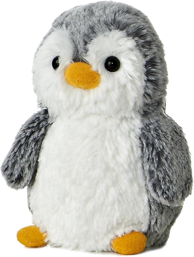 Aurora® Playful Pompom Penguin™ Mini Stuffed Animal - Vibrant Companions for Warm Cuddles - Perfect for Adults, Kids, and Birthdays - Gray 6 Inches