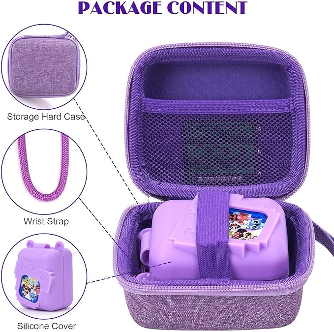 MGZNMTY Carrying Case and Silicone Case for Bitzee Disney Interactive Toy Digital Pet and Protective Skin Cover for New Bitsy Electronic Virtual Pet (Purple)