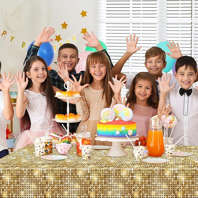 gisgfim 3 Pcs Disco Party Plastic Tablecloth Las Vegas Party Supplies Casino Decorations 60s 70s 80s 90s Disco Birthday Tablecloth Sequin Table Cover 105 x 54 inch