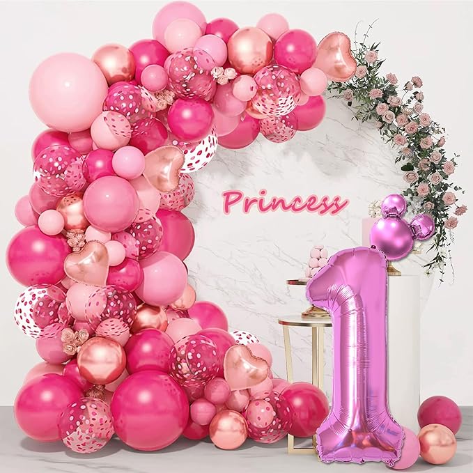 HIBILDER 40 inch Hot Pink Number 8 Balloon & Mini Mouse Head Balloon, 8th Birthday Party Decoration Balloons, Cartoon Mouse Birthday Party Supplies, Princess Birthday Party Decorations Supplies