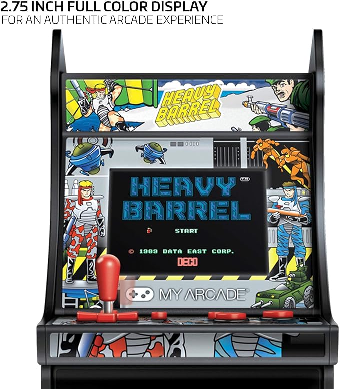 My Arcade Micro Player Mini Arcade Machine: Heavy Barrel Video Game, Fully Playable, 6.75 Inch Collectible, Color Display, Speaker, Volume Buttons, Headphone Jack - Electronic Games,DGUNL-3205