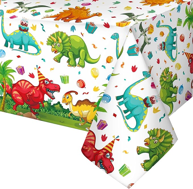 Tegeme 1 Pcs Dinosaur Plastic Tablecloth Dinosaur Party Table Cover 54 x 108 Inch Disposable Waterproof Dino Print Table Cloth for Birthday Party Supplies Picnic