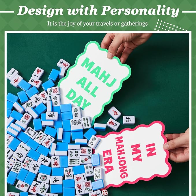 Soulchen 2 Pcs Mahjong Tile Mixer Shufflers for Mixing and Shuffling Tiles Plastic Mahjong Accessories Gifts for Lovers Games Decorative Printed Design (White Style)