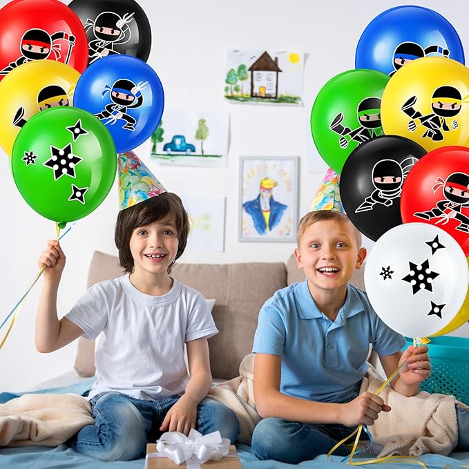 Deekin 60 Pcs Ninja Balloons for Kids Ninja Birthday Party Decorations for baby shower Supplies toddler Birthday Party Favors Centerpiece, Latex Balloons(Multicolor)