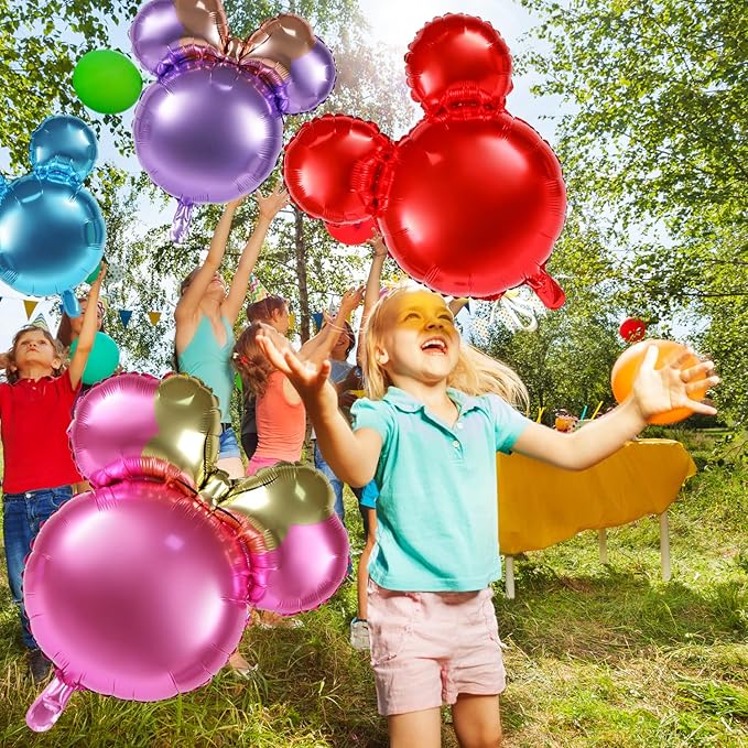 4 Pcs Bear Foil Balloons, 24'' Mylar Balloon for Birthday Party Decorations Jumbo Bear Head Aluminum Foil Balloons Party Favors Supplies (Pink)