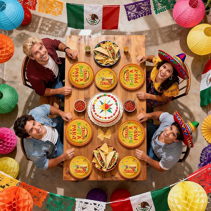 96Pcs Taco Bout a Party Decorations Mexican Fiesta Plates and Napkins Mexico Taco Tuesday Night Decorations for Mexican Cinco De Mayo Birthday Bachelorette Martini Theme Party Supplies Serves 24