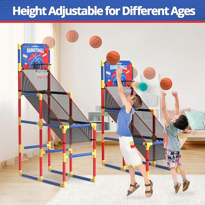 EagleStone Kids Arcade Basketball Game with Electronic Scoreboard and Cheer Sounds, Indoor Outdoor Basketball Hoop with 4 Balls, Game Toy Gift for Ages 3-12 Boys and Girls