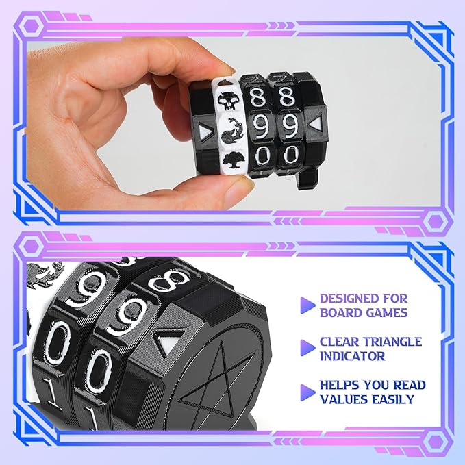 MTG Life Counter Wheel Health Tracker Gradient Game Counter for Board Game Compatible Table top Games with Magic Card Game Accessories CCG Creature Stats (Black with White)